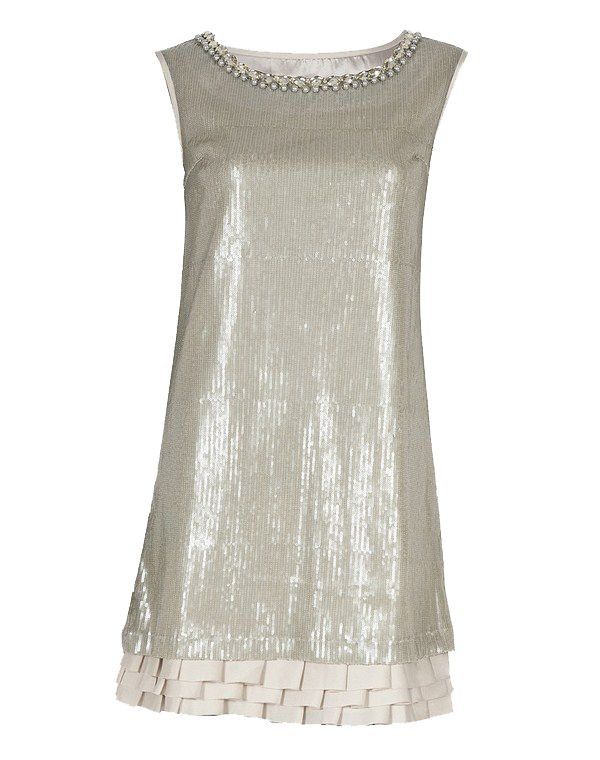 vestido lentejuelas plata silueta